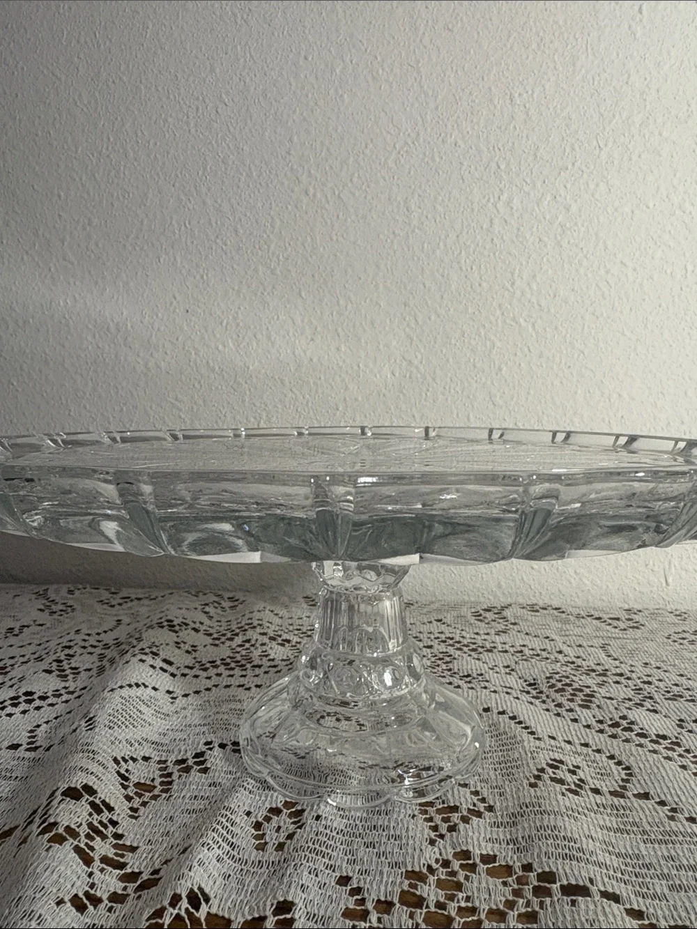 Clear Pressed Glass Pedestal Cake Stand